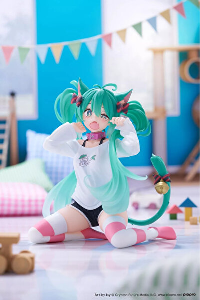 MYCH Hatsune Miku Virtual Vocaloid Desktop Cute Figurine Cat Ears T-shirt Ver. Figür Anime Manga