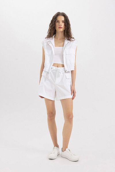 DeFacto Popeline-Paperbag-Shorts mit weitem Bein und hoher Taille - C9234AX24SM