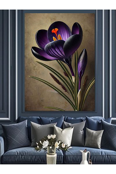 Tablomega Pânză decorativă Purple Crocus and Spring Elegance - MDF Wood Table