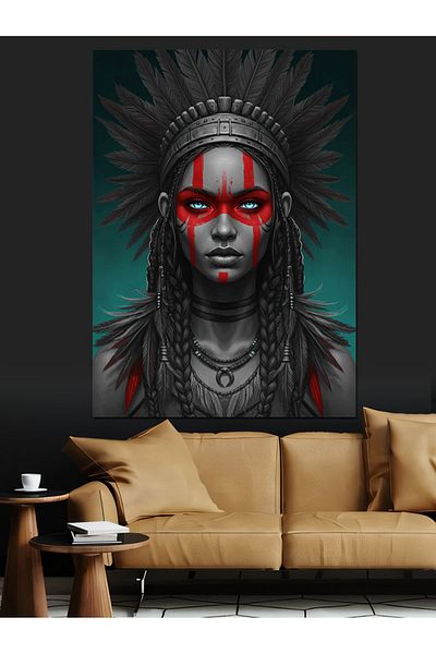 Tablomega Native American Woman Drawing Decorative Canvas - Mdf Wooden Painting