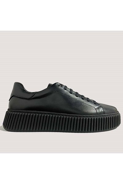 LUCIANO BELLINI Men's Leather Casual Shoes C25002 - Black - 44