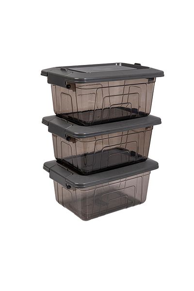 Herevin 2.05 Lt Gray Color Triple Storage Container Set - 156 mm X 220 mm X 106 mm