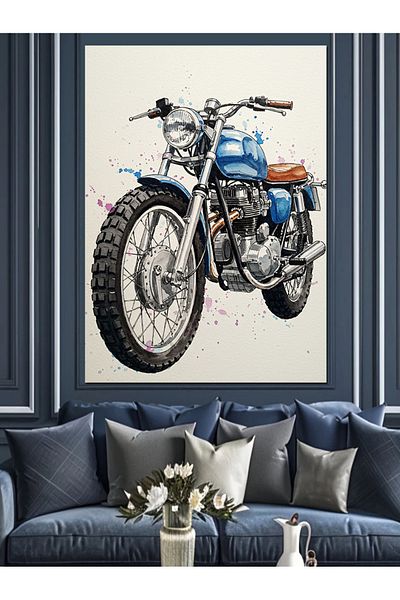 Tablomega Pânză decorativă pentru desenul motocicletei clasice - Lemn MDF