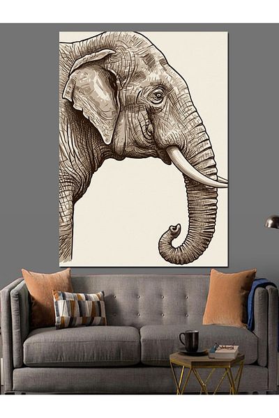 Tablomega Διακοσμητικός καμβάς Elephant and Elegant Lines - Ξύλινος πίνακας MDF