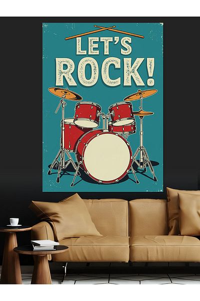 Tablomega Let's Rock and Drum Set Canvas Decorativ - MDF Lemn