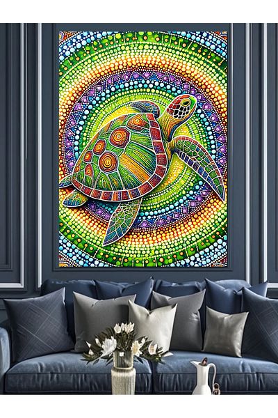 Tablomega Pânză decorativă țestoasă de mare colorată - Lemn MDF