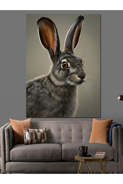 Tablomega Decorative Canvas with Cute Rabbit Portrait - Mdf Wooden Painting