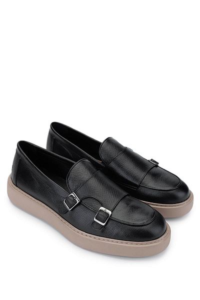 Tamer Tanca Men's Genuine Leather Black Loafer Shoes
