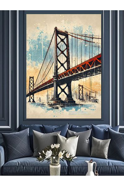 Tablomega Bridge Landscape Art Decorative Canvas - Mdf Wooden Painting