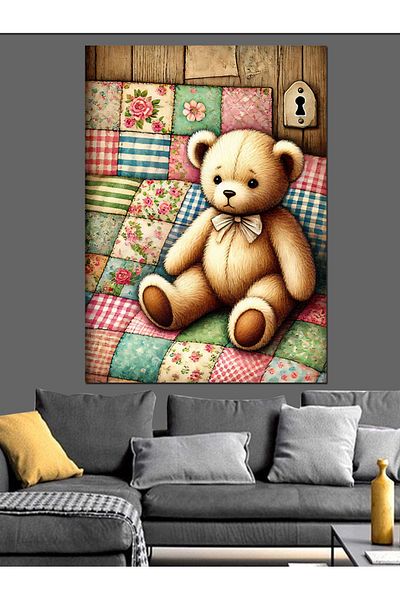 Tablomega Teddy Bear Blanket Decorative Canvas - Mdf Wooden Painting