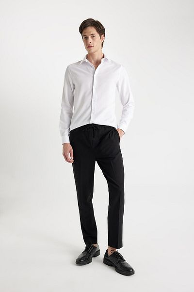 DeFacto Πουκάμισο Polo Neck Modern Fit Poplin - Μακρυμάνικο R4340AZNS