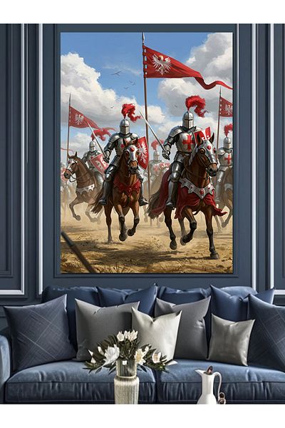 Tablomega Cavalieri în Război Pânză Decorativă - Pictură Lemn MDF