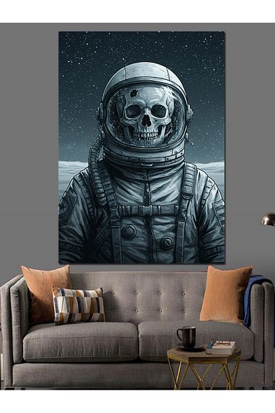 Tablomega Pânză decorativă astronaut și craniu - pictură din lemn MDF