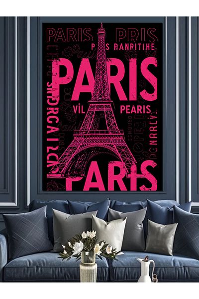 Tablomega Paris Written Design Decorative Canvas - Mdf Wooden Table