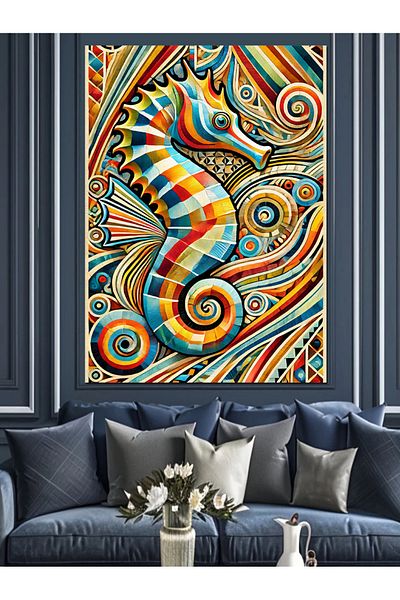 Tablomega Pânză decorativă cu motiv colorat de caiac - pictură din lemn MDF