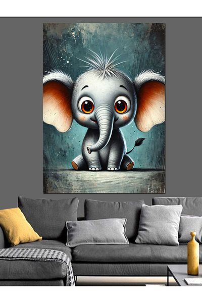 Tablomega Cute Elephant Drawing Decorative Canvas - Mdf Wooden Painting
