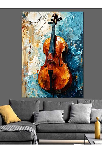Tablomega Culori Pastel și Canvas Decorativ Vioară - Lemn MDF