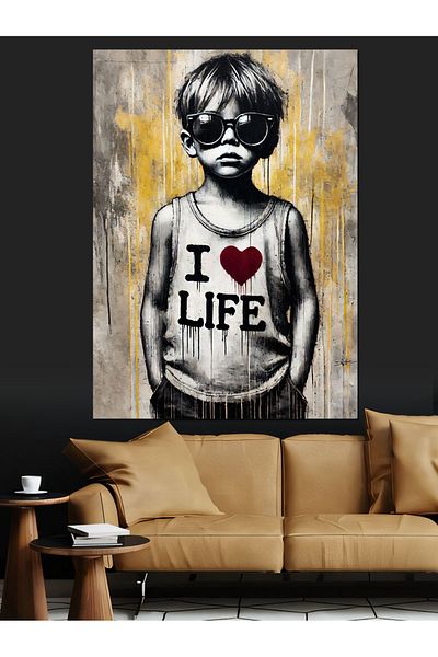 Tablomega I Love Life și Pânză Decorativă Retro pentru Copii - Lemn MDF