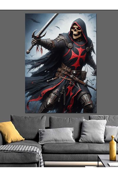 Tablomega Skeleton Knight Decorative Canvas - Mdf Wooden Painting