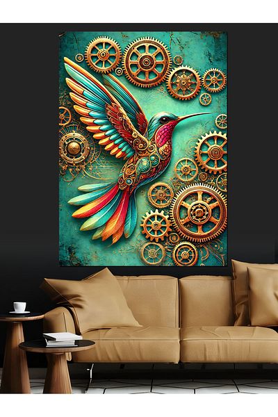Tablomega Colorful Hummingbird Bird Decorative Canvas - Mdf Wooden Painting