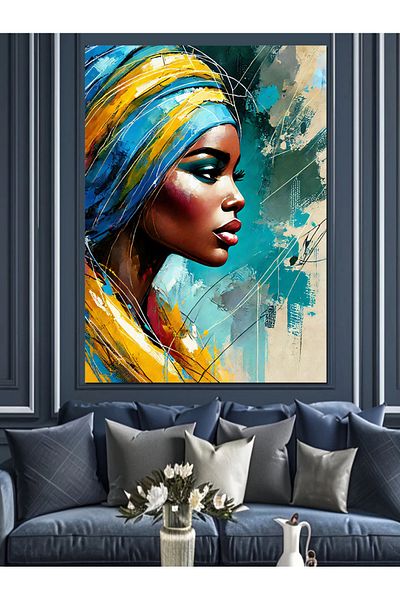 Tablomega Colorful African Woman Decorative Canvas - Mdf Wooden Painting