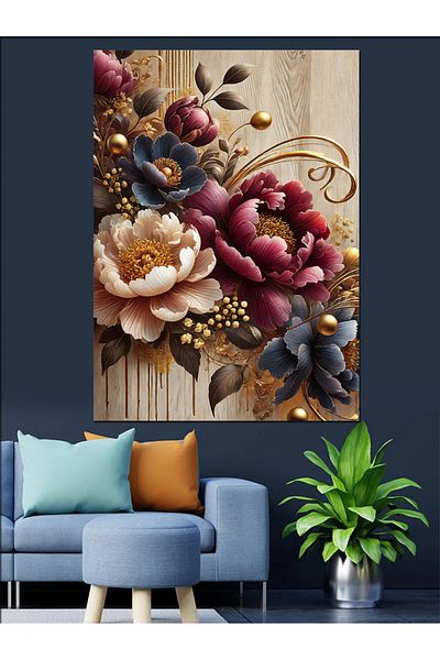 Tablomega Pink Flowers and Elegant Arrangement Decorative Canvas - Mdf Wooden Painting