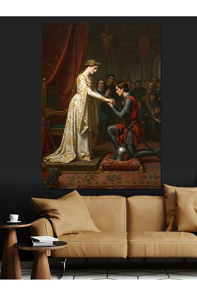 Tablomega Medieval Queen Crown Ceremony Decorative Canvas - Mdf Wooden Painting