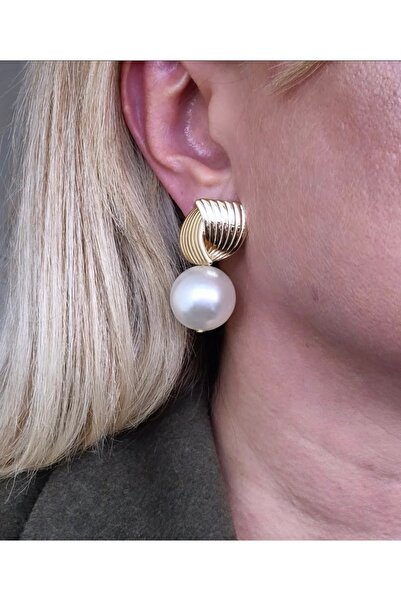 mibrillo Gold Pearl Earrings