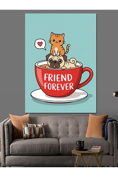 Tablomega Friendship Cup Drawing Decorative Canvas - Mdf Wooden Painting
