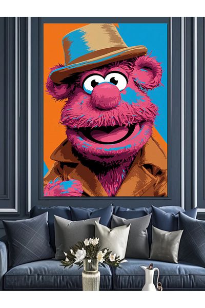 Tablomega Red Puppet Decorative Canvas with Hat - Mdf Wooden Painting