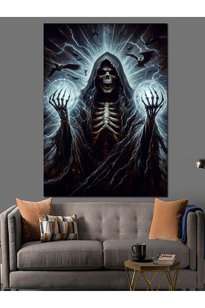 Tablomega Sorcerer Skeleton Decorative Canvas - Mdf Wooden Painting