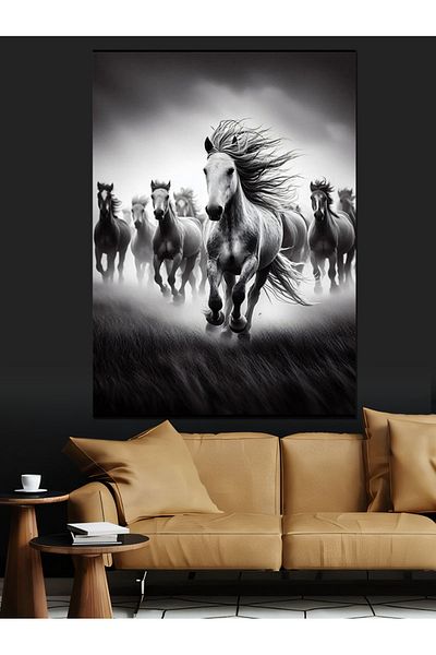 Tablomega Free Running Horses Decorative Canvas - Mdf Wooden Painting