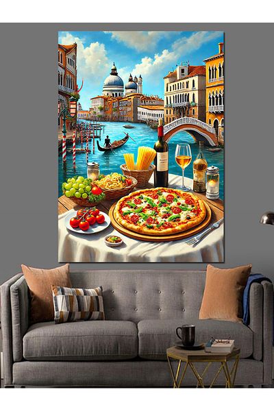 Tablomega Italian Table in Venice Decorative Canvas - Mdf Wooden Table