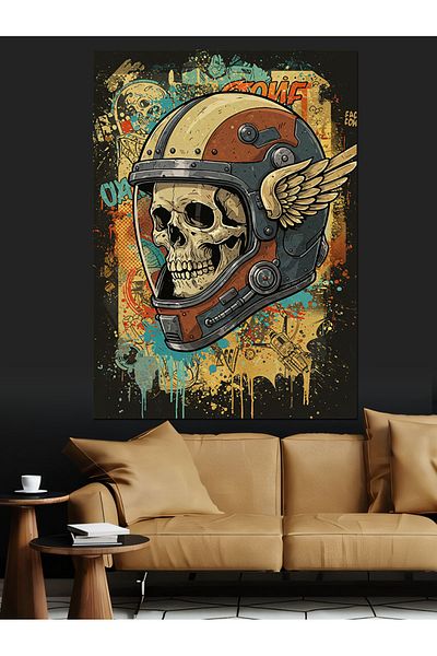 Tablomega Pânză decorativă astronaut și craniu - pictură din lemn MDF