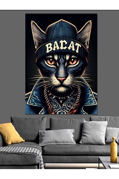Tablomega Pânză decorativă Wicked Cat - Lemn MDF