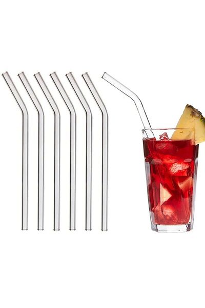 Tnchome 6 Pieces of Bent Glass Pipette Heat Resistant Thermic Glass Pipette 21cm