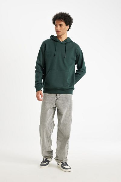 DeFacto Μαλακό πουπουλένιο φούτερ Basic Hooded - Kangaroo Pocket, Regular Fit X8283az24au