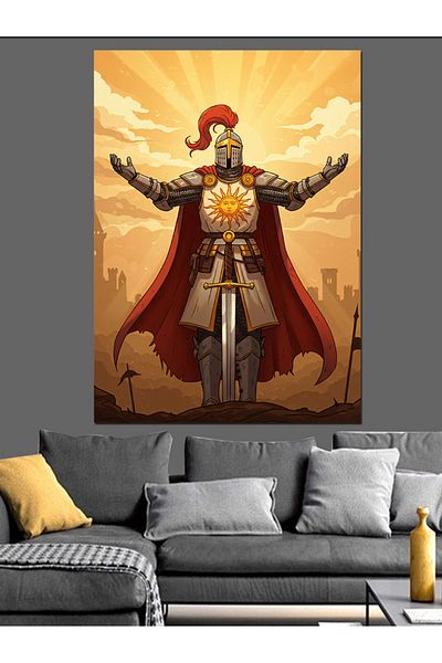 Tablomega Pânză decorativă Golden Armored Roman Warrior - MDF Lemn