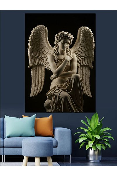 Tablomega Angel Statue Figure Decorative Canvas - Mdf Wooden Painting
