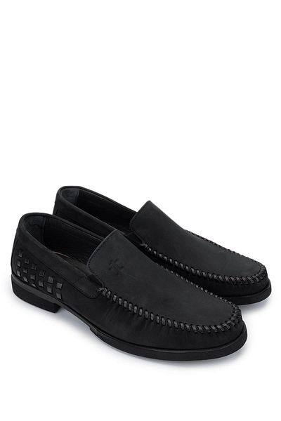 Tamer Tanca Men's Genuine Leather Black Nubuck Loafers