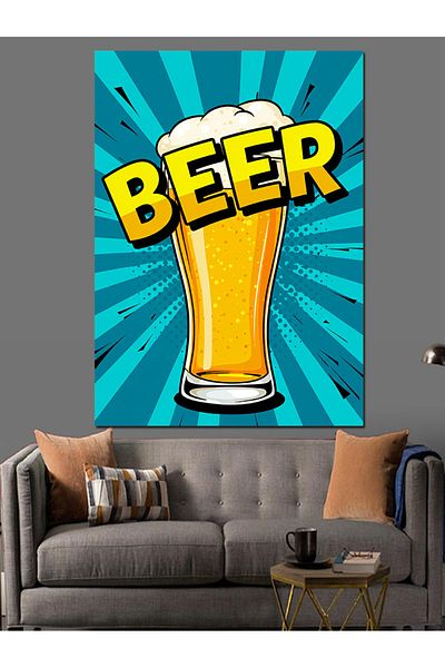 Tablomega Διακοσμητικός καμβάς αφίσας "Beer" και ψυχαγωγίας - Ξύλινος πίνακας MDF