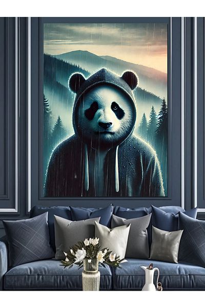 Tablomega Portret de panda în pădure Pânză decorativă - Lemn MDF