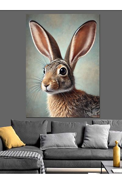 Tablomega Pictură Decorativă Portret Iepure Drăguț - Lemn MDF