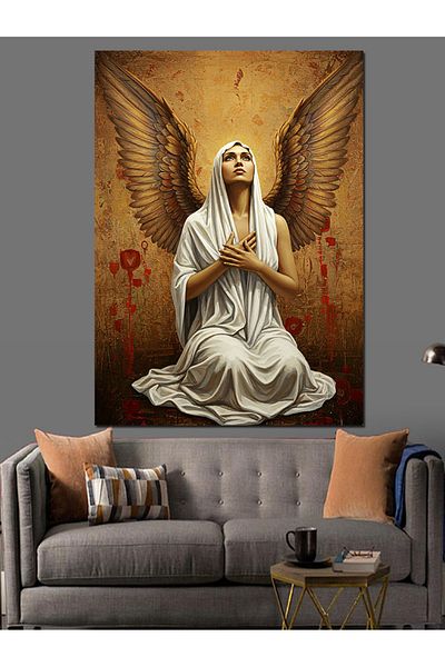 Tablomega Pânză decorativă cu desen de femeie cu aripi - Lemn MDF