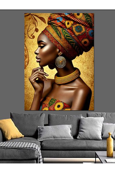 Tablomega African Woman Decorative Canvas - Mdf Wood Painting