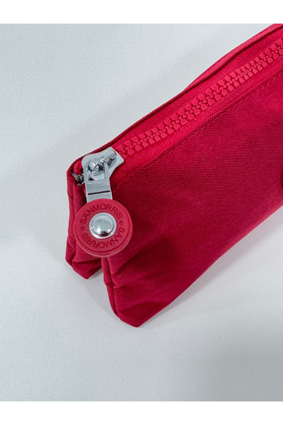 Sanmorris Women's Crinkle Fabric Hand and Cross Strap Coin Compartment Pen Holder/Wallet Type Makeup Bag