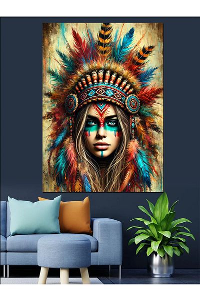 Tablomega Pânză decorativă colorată pentru femei indiene - Lemn MDF