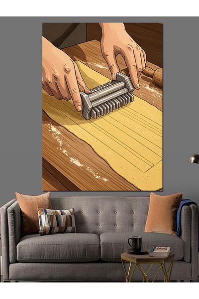 Tablomega Hands Making Pasta Decorative Canvas - Mdf Wooden Table