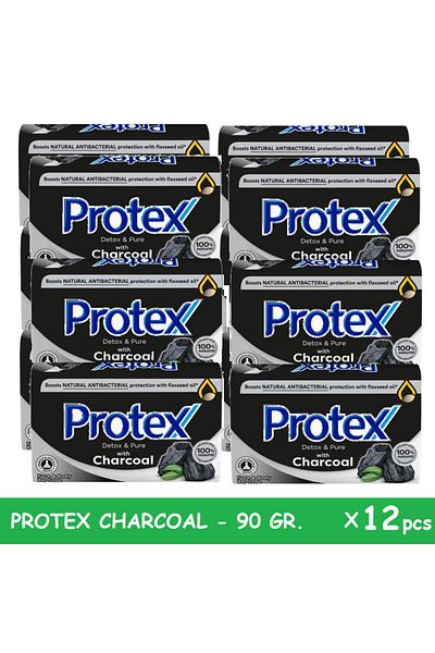 Protex Sapun solid antibacterian Protex Detox & Pure Charcoal, 12 buc x 90 gr.