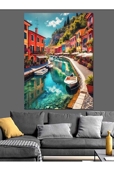 Tablomega Historical Lighthouse and Ship Decorative Canvas - Mdf Wooden Painting